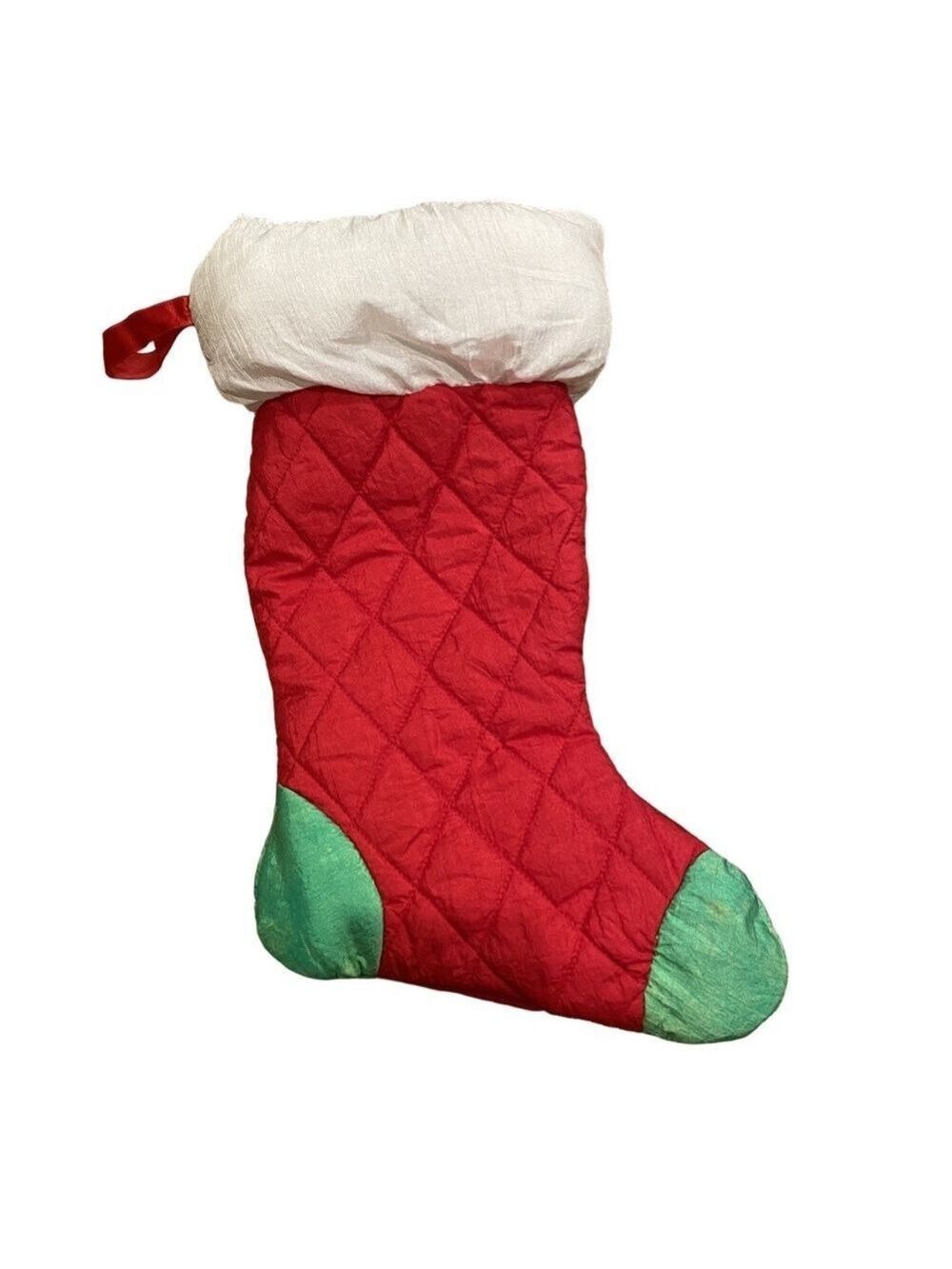 Hudson Bay Nylon Stuffed Puffy Christmas Stocking Parachute Vintage 90s Decor